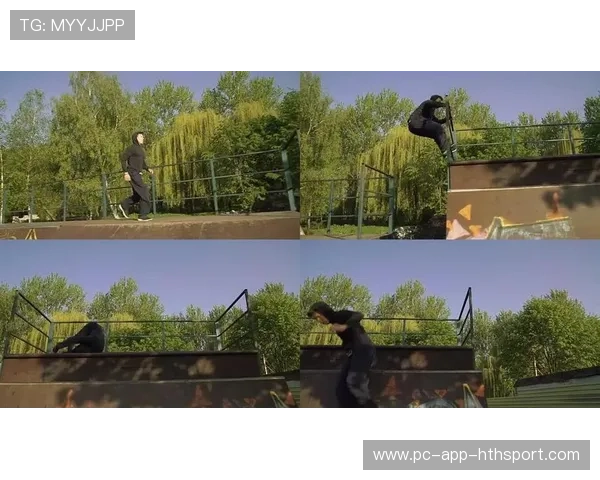 城市街头跑酷挑战连续大跳成功